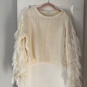 Fringe sleeve sweater!